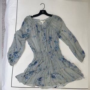 Loveshackfancy blue dress with floral pattern XS